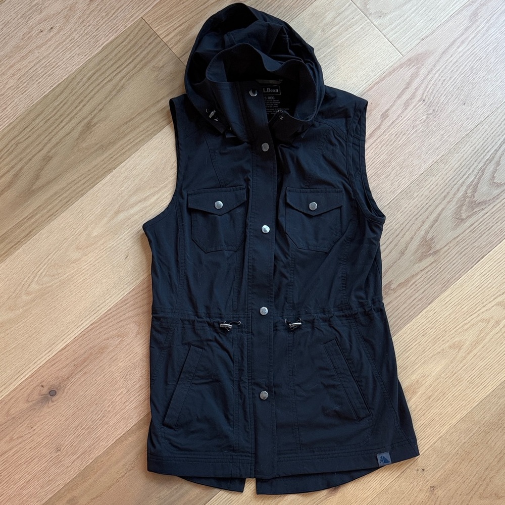 LL Bean black hooded vest